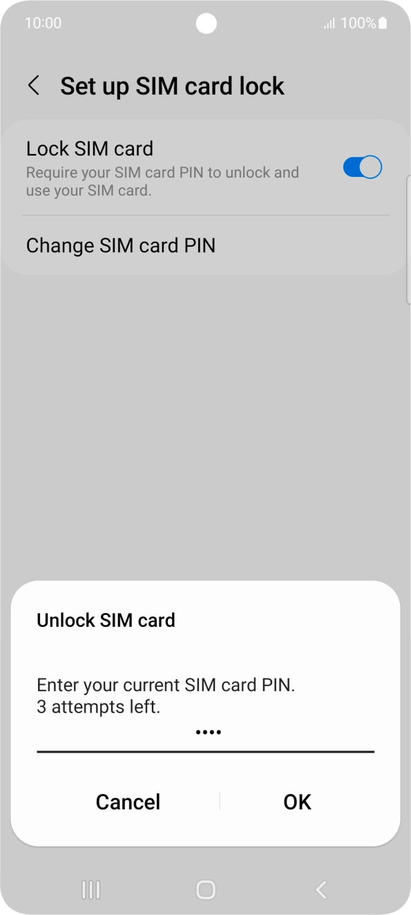 Key in your SIM PIN and press OK. The default SIM PIN is 0000.