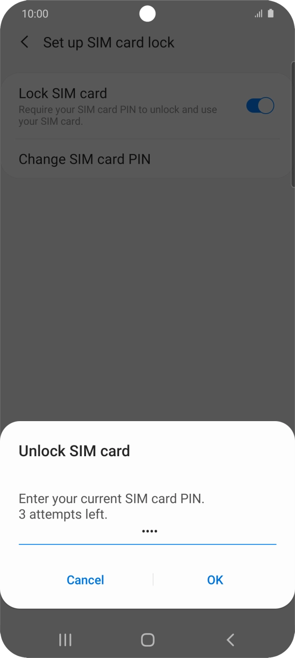 Key in your SIM PIN and press OK. The default SIM PIN is 0000.