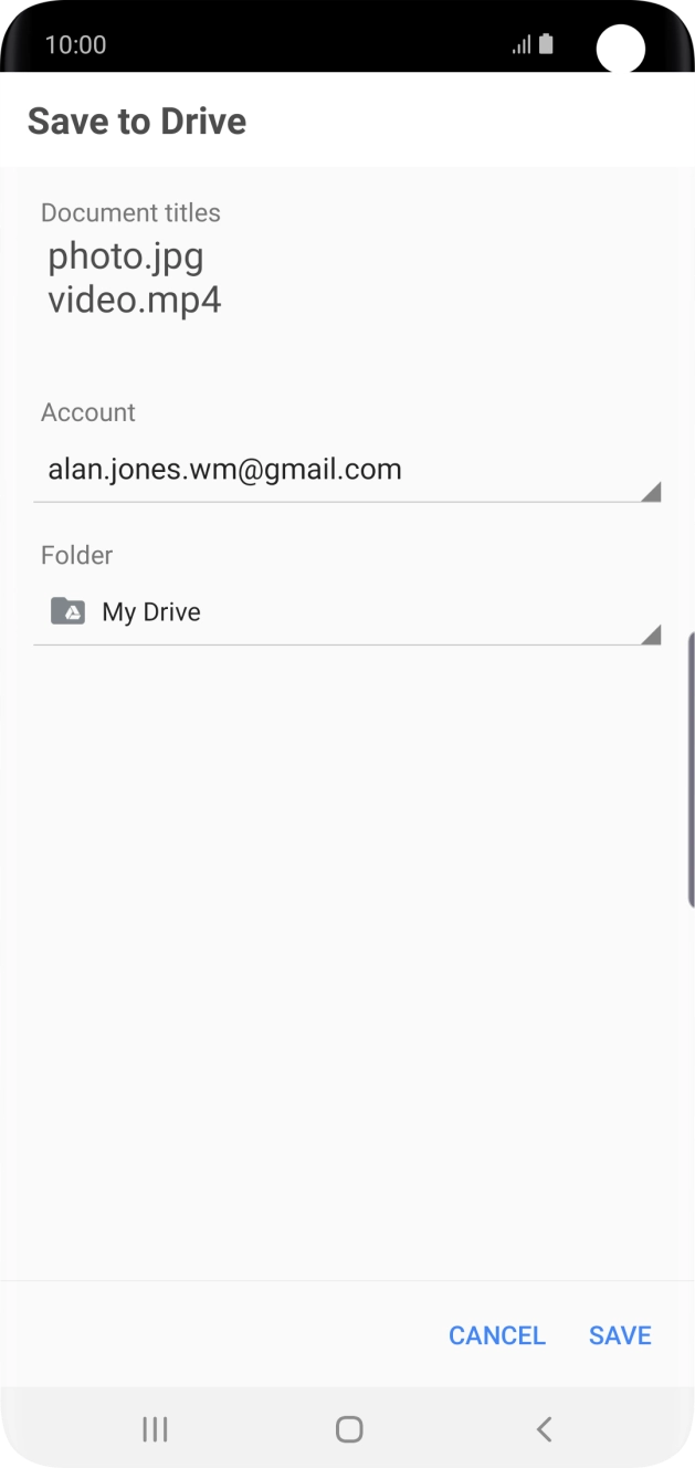 Press the field below 'Folder' and go to the required folder.