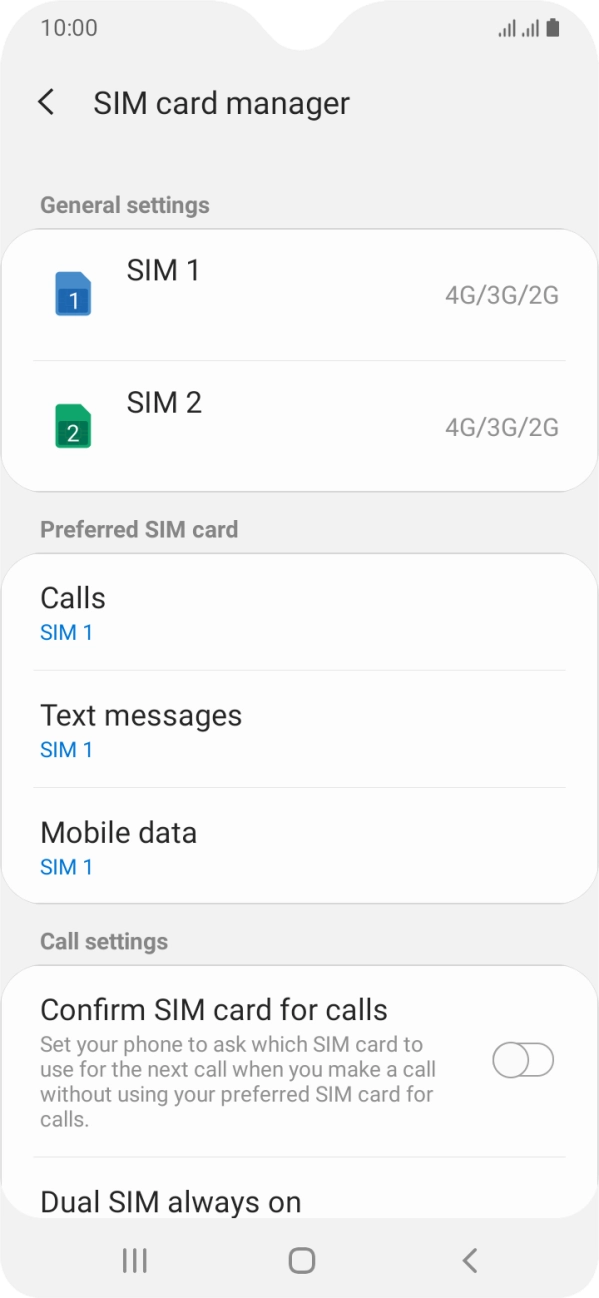 Press the required SIM.