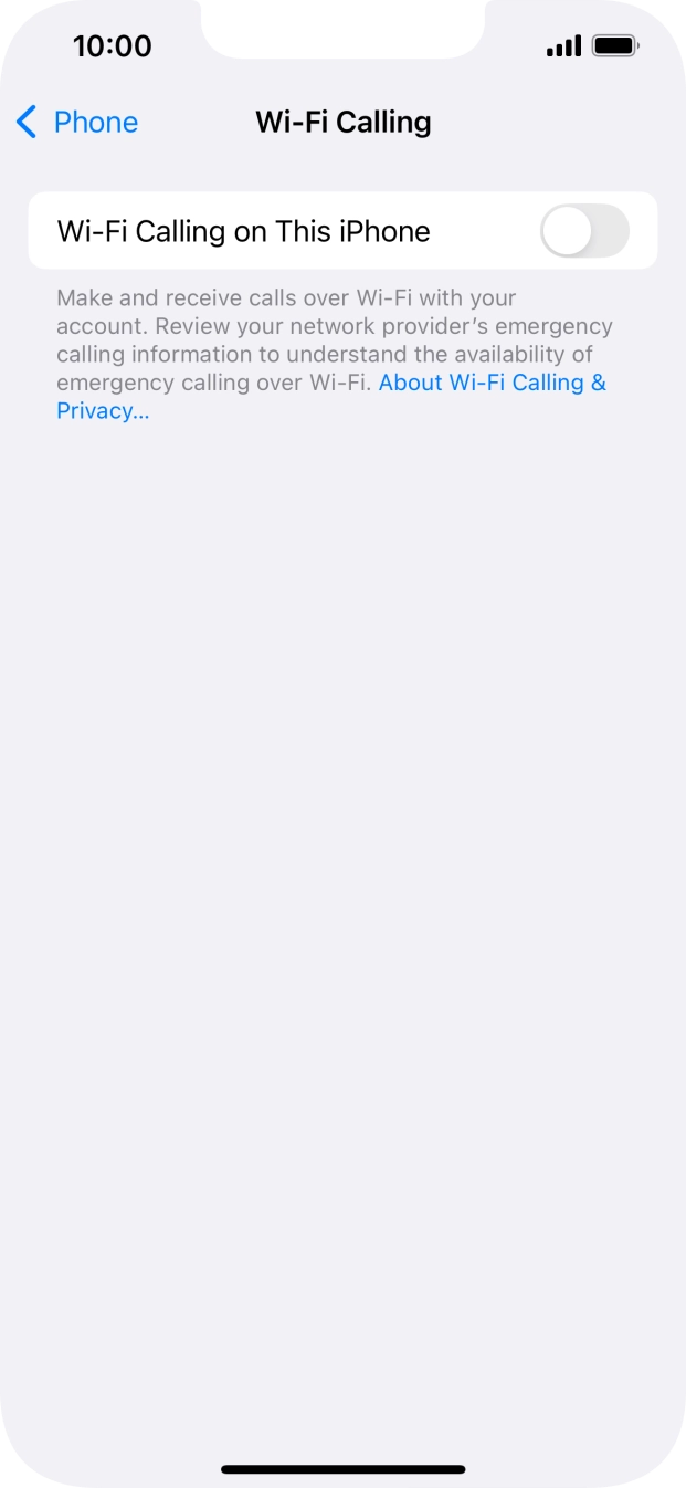 Press the indicator next to 'Wi-Fi Calling on This iPhone' to turn the function on or off.