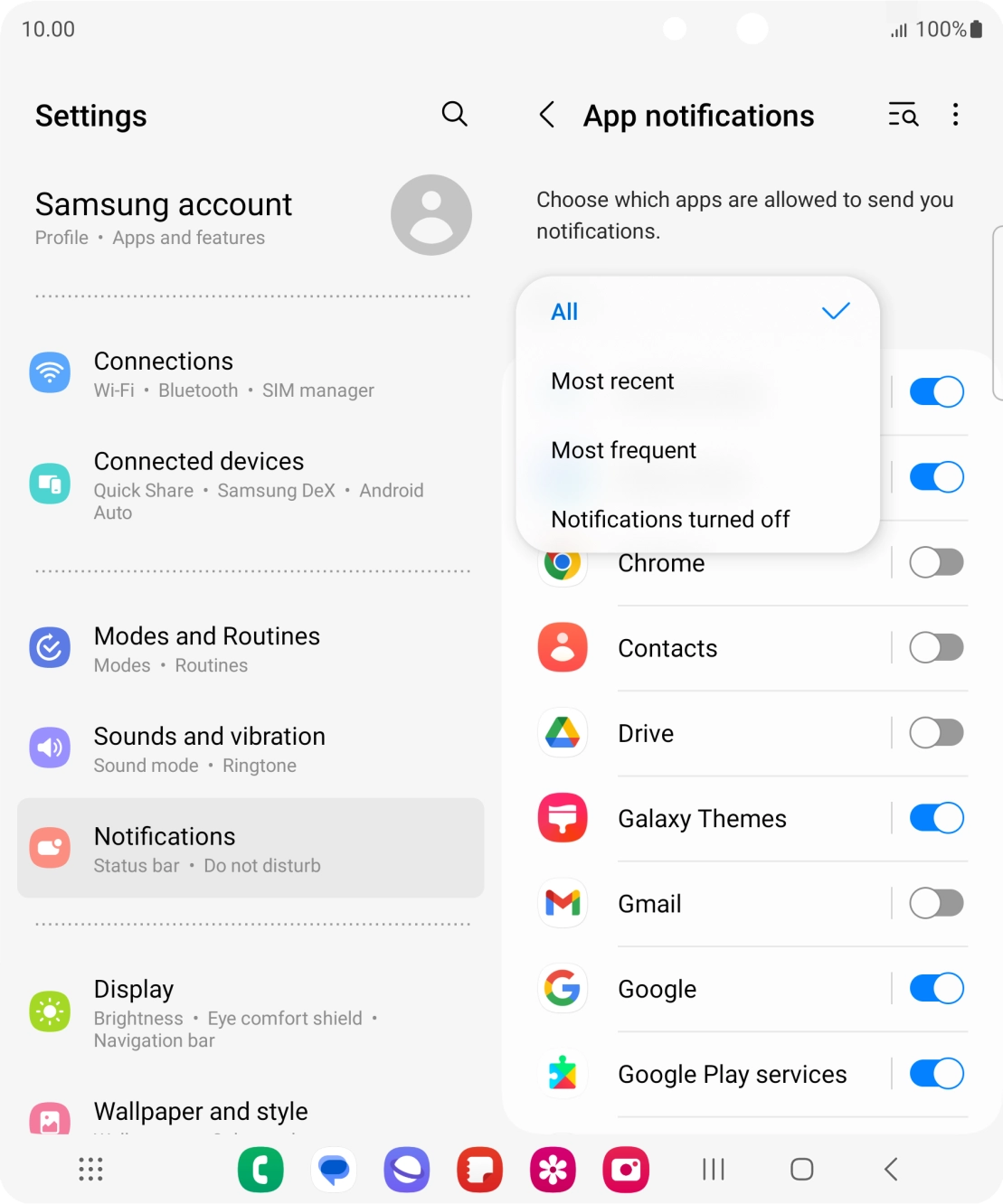 Press the required setting. Press the required setting.