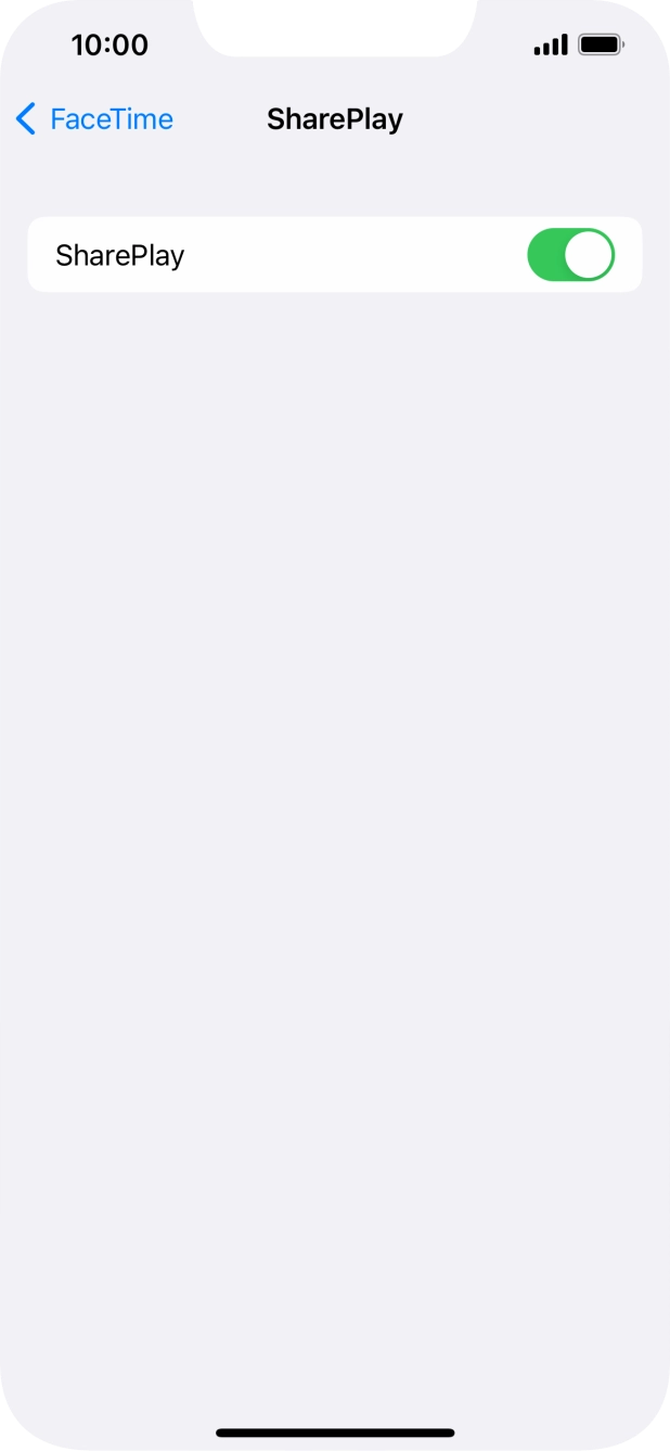 Press the indicator next to 'SharePlay' to turn the function on or off.
