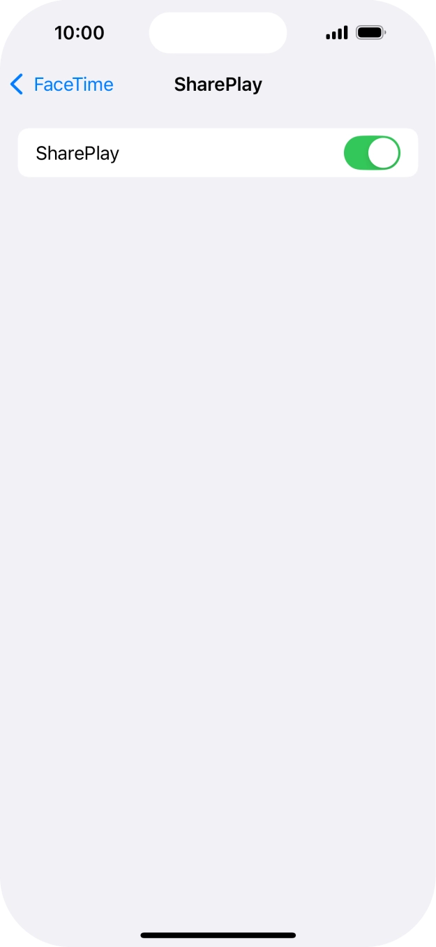 Press the indicator next to 'SharePlay' to turn the function on or off.
