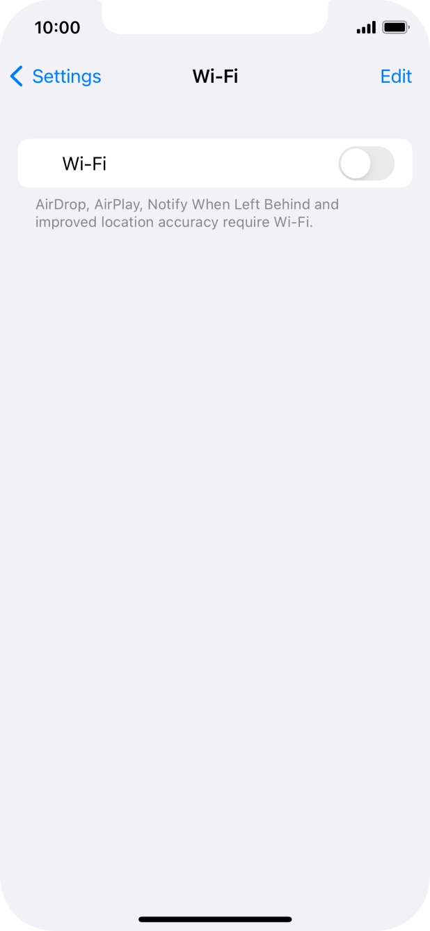 Press the indicator next to 'Wi-Fi' to turn on the function.