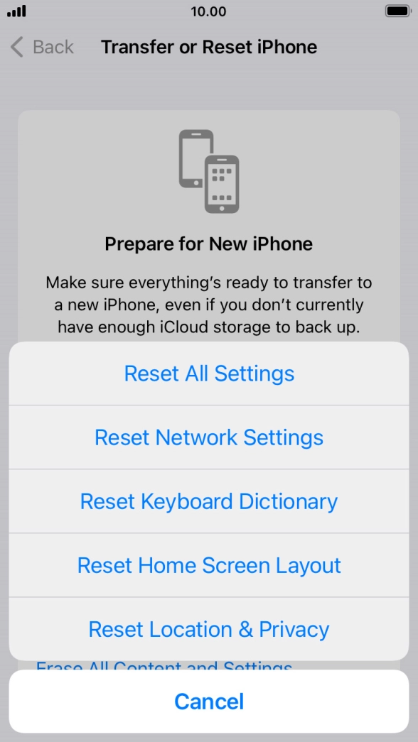 Press Reset All Settings.