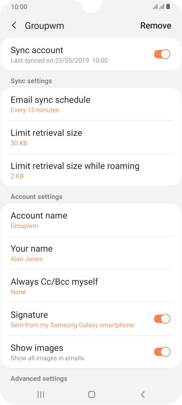 Press the indicator next to 'Sync account' to turn on the function. Press the indicator next to 'Sync account' to turn on the function.
