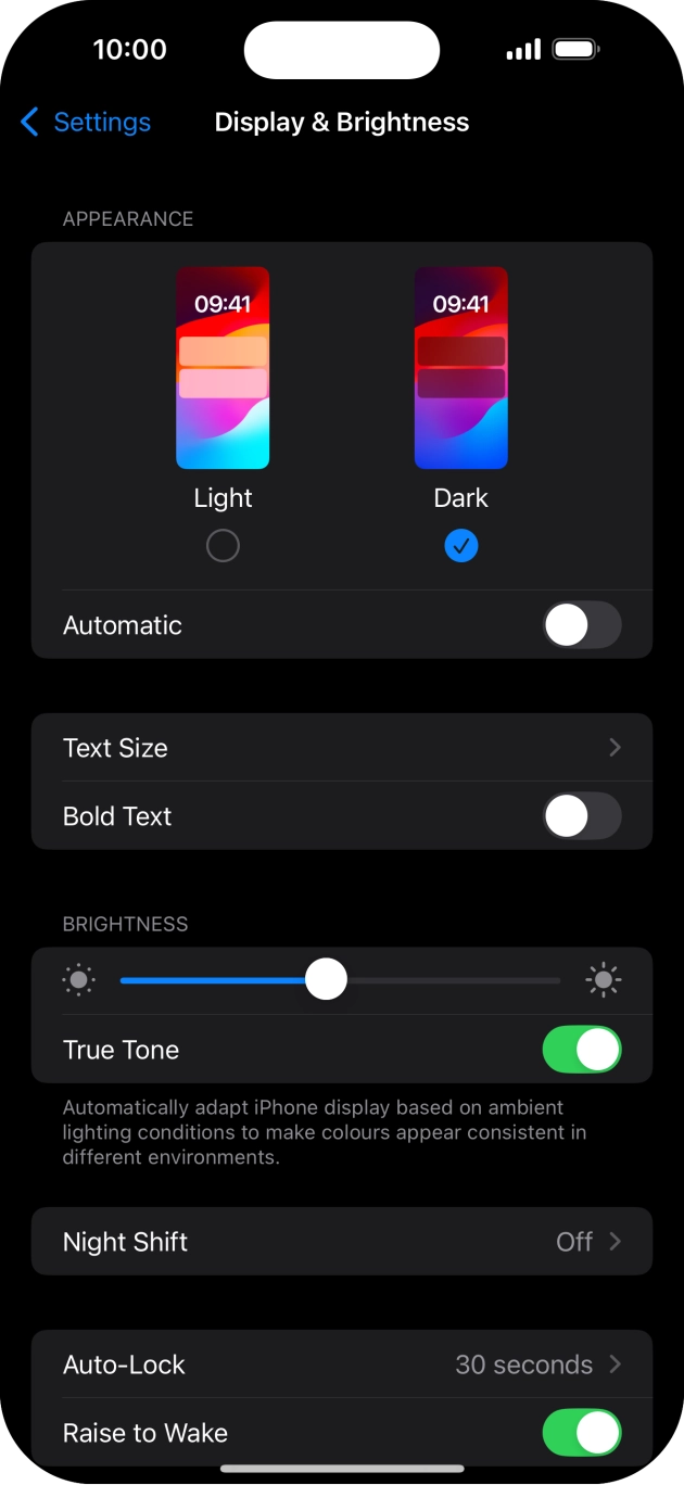 Press the indicator next to 'Automatic' to turn the function on or off. Press the indicator next to 'Automatic' to turn the function on or off.