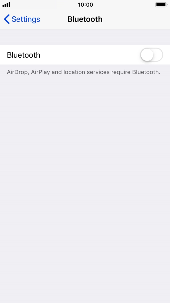 Press the indicator next to 'Bluetooth' to turn on the function.