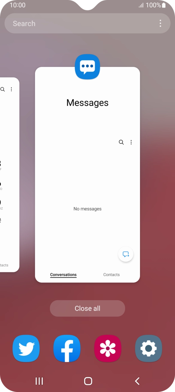 To end one running application, slide your finger upwards on the required application.