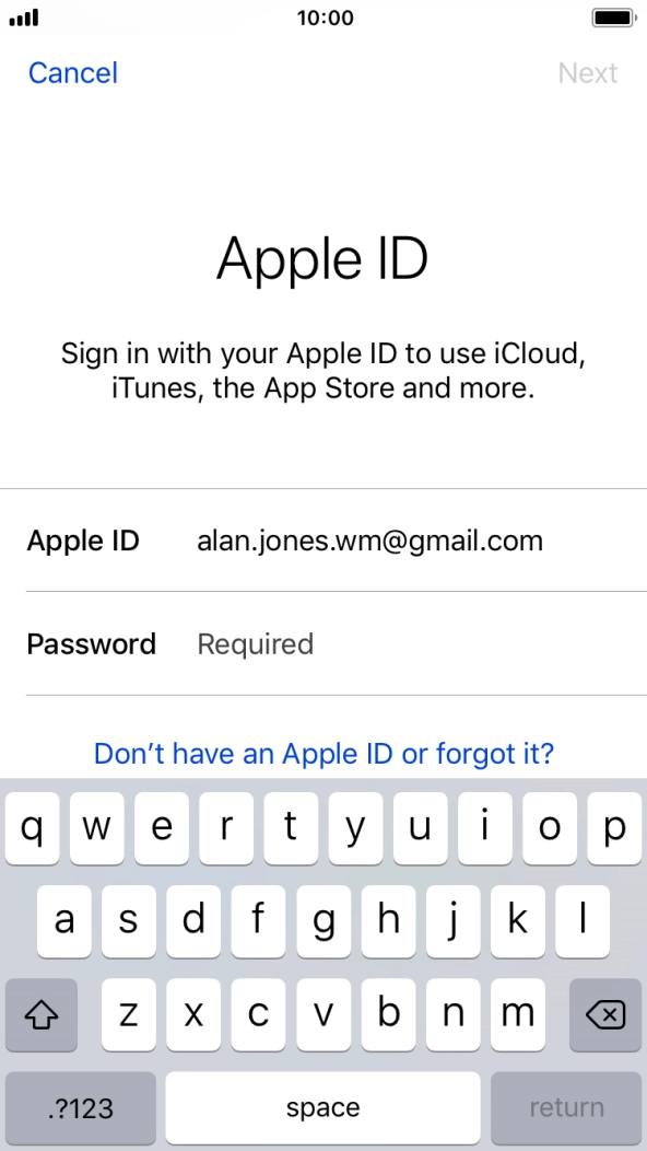 Press the field next to 'Password' and key in the password for your Apple ID.