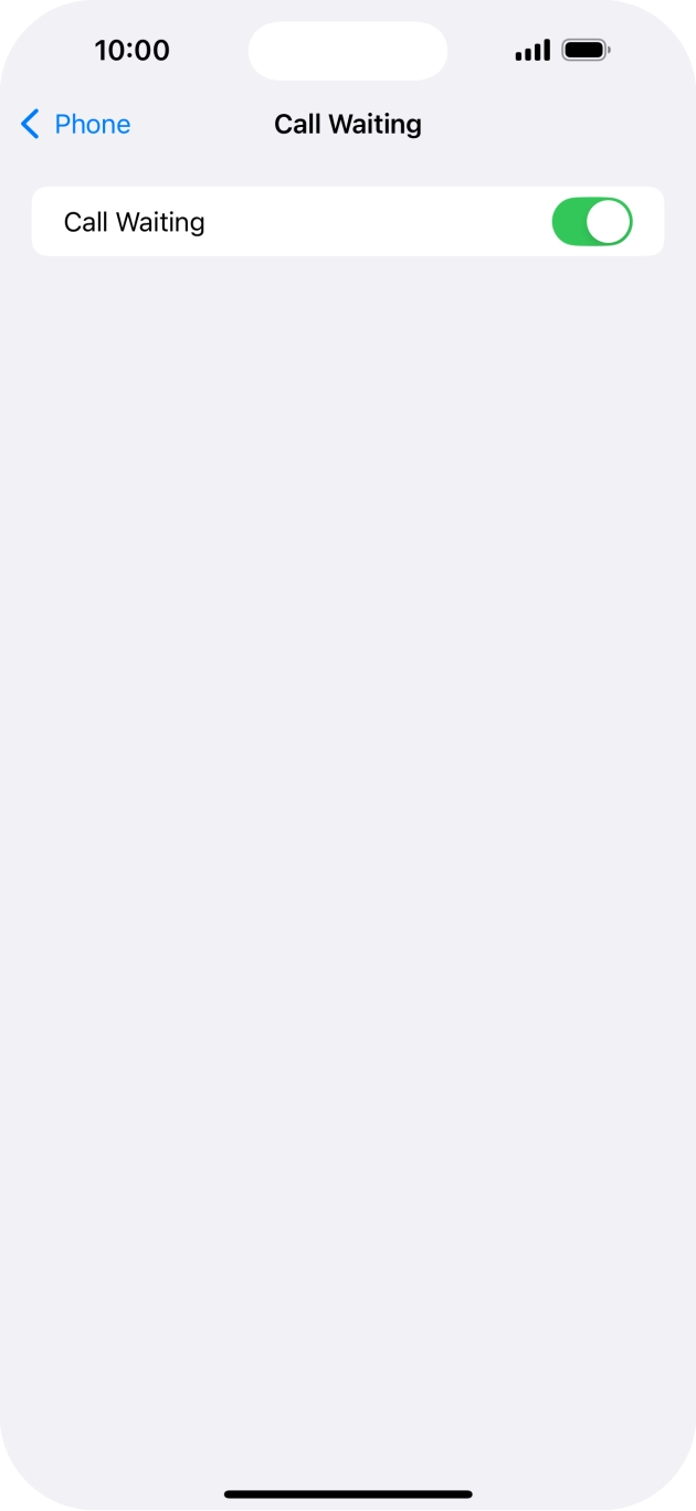 Press the indicator next to 'Call Waiting' to turn the function on or off.