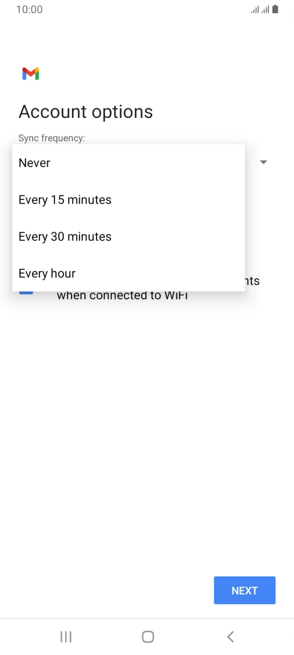 Press the required setting.