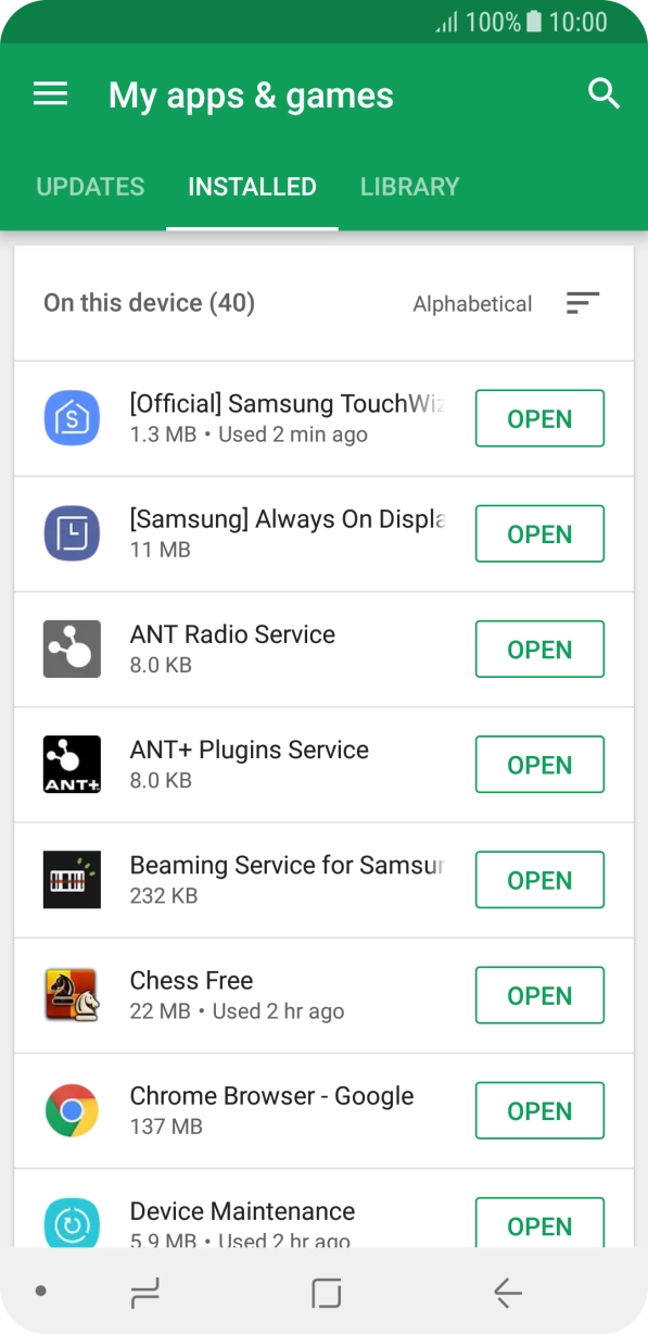 Press the required app.