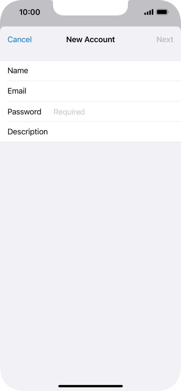Press Password and key in the password for your email account.