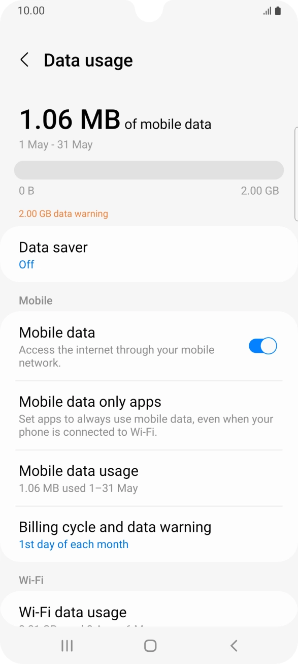The total data usage is displayed.