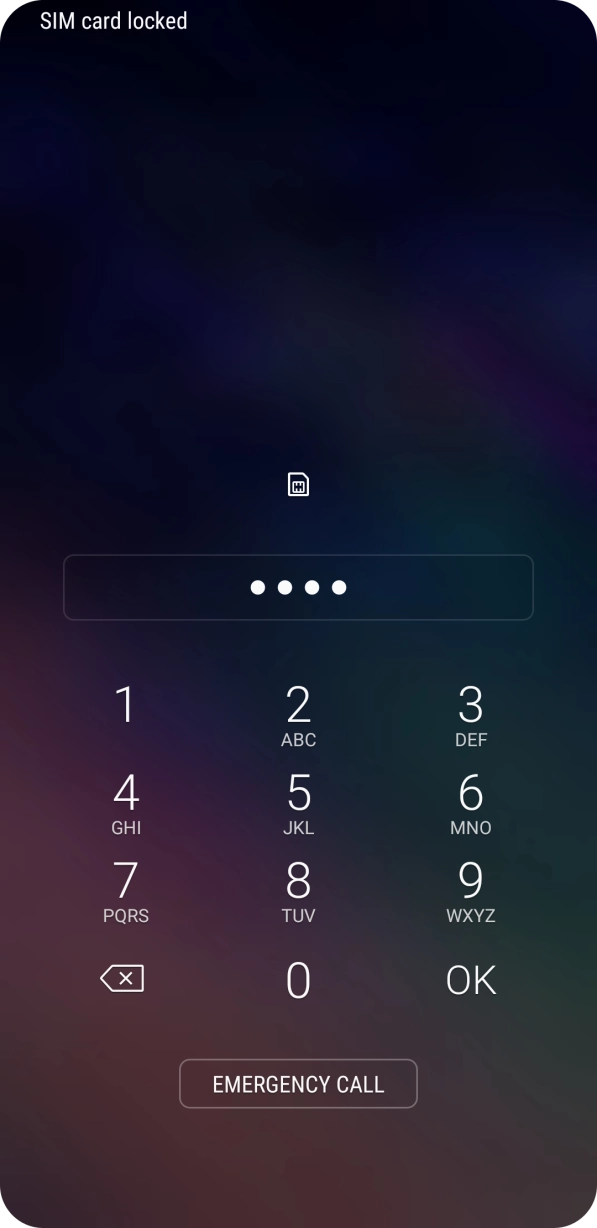 Key in your SIM PIN and press OK. The default SIM PIN is 0000.