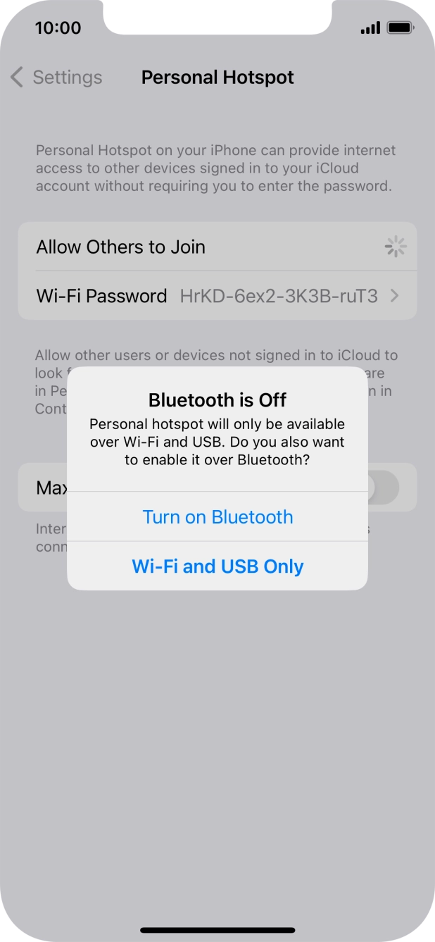 If WiFi is turned on, press Wi-Fi and USB Only.