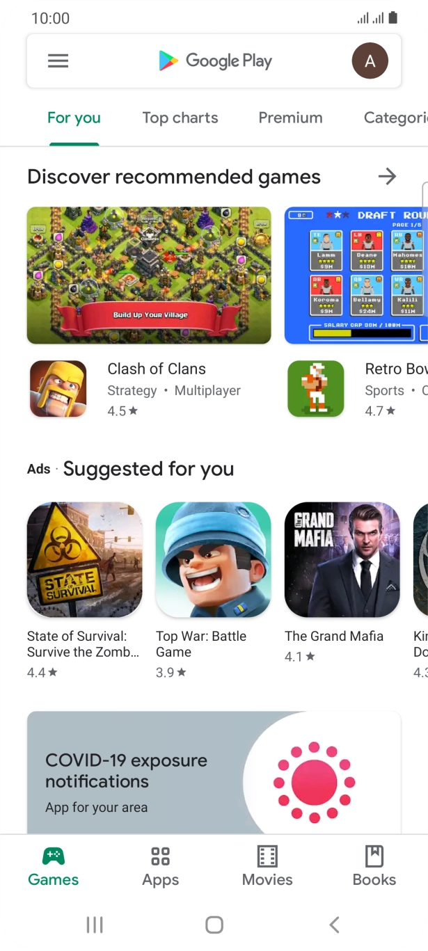 Press the search field.