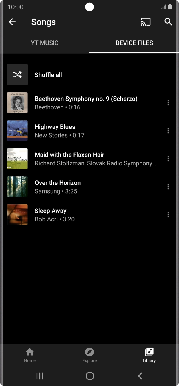 Press the required audio file.