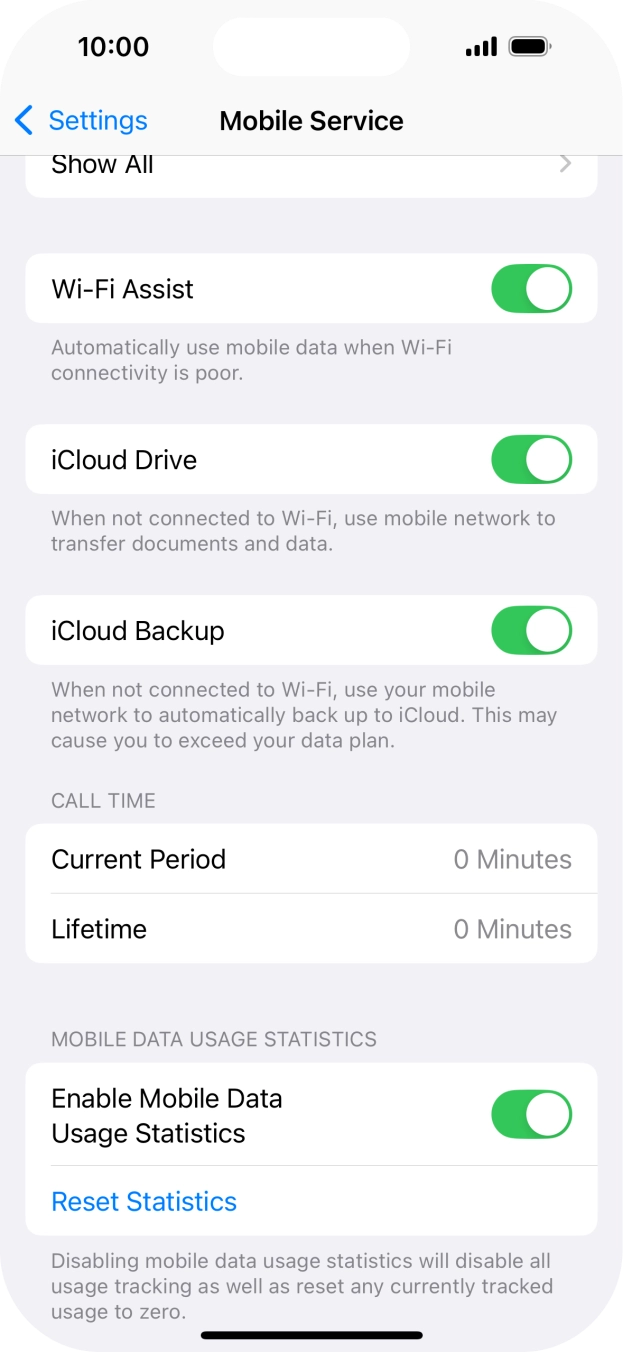 Press the indicator next to 'Wi-Fi Assist' to turn the function on or off.