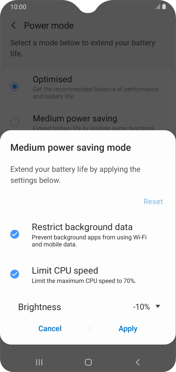 Press Apply to turn on the function.