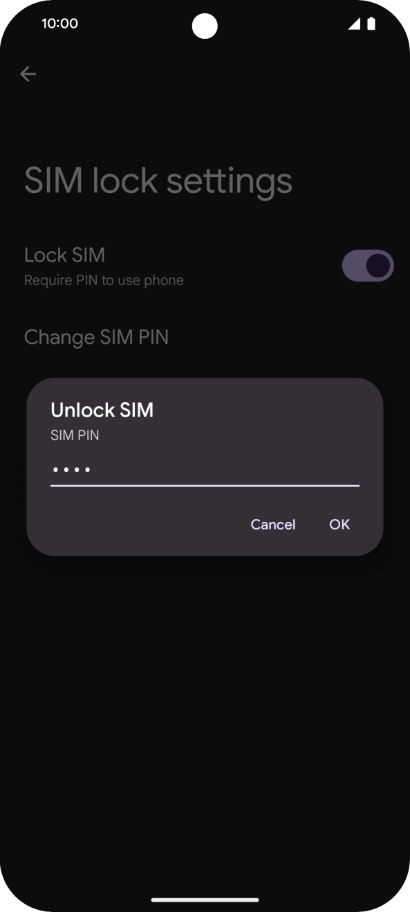 Key in your SIM PIN and press OK. The default SIM PIN is 0000.