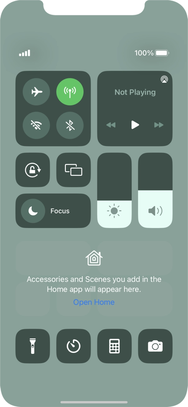 Press the flight mode icon to turn the function on or off. Press the flight mode icon to turn the function on or off.