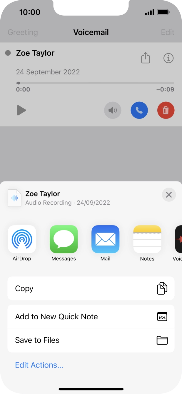 Press the required setting and follow the instructions on the screen to share or save the message. Press the required setting and follow the instructions on the screen to share or save the message.