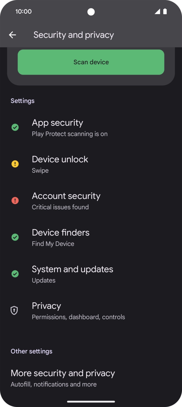 Press More security and privacy.