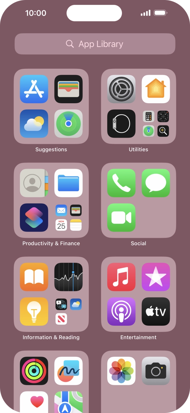 Press the required app. Press the required app.
