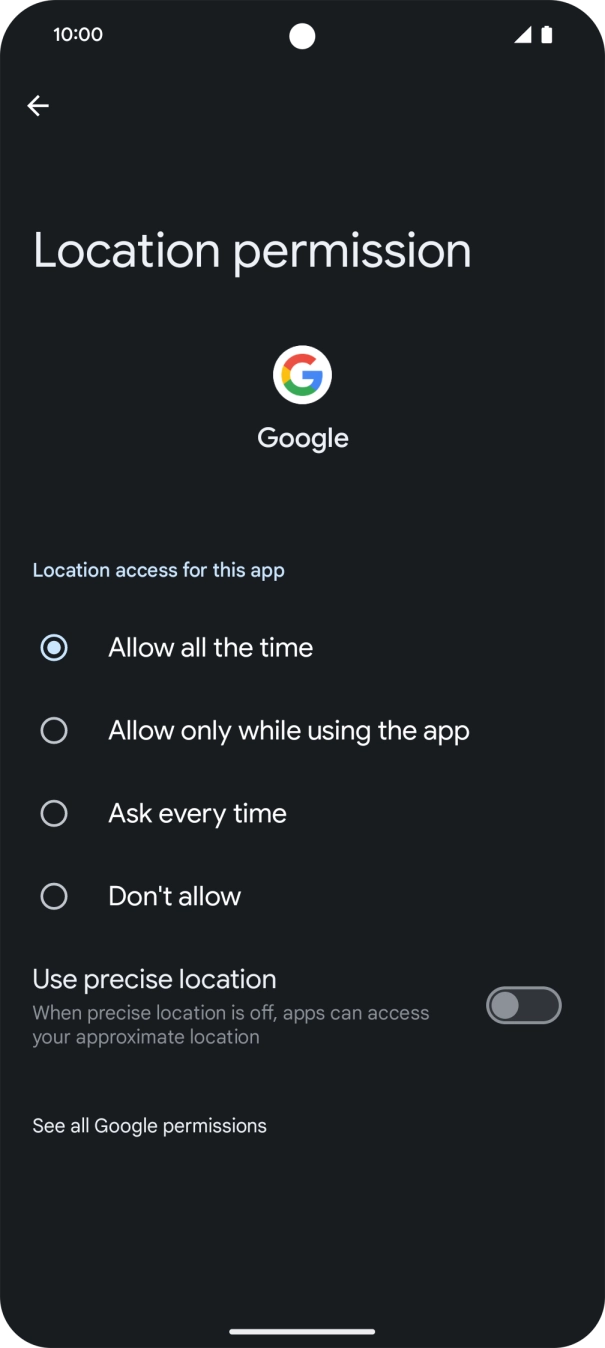 Press the required setting. Press the required setting.
