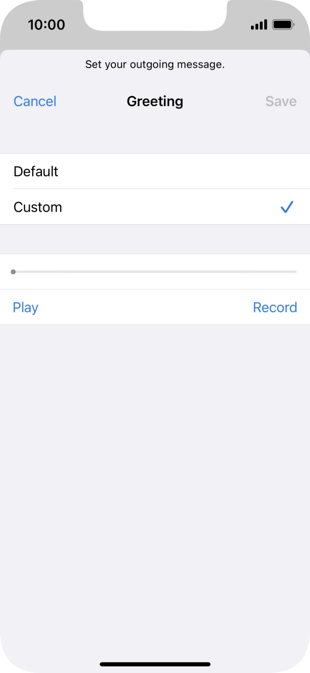 Press Record to start recording a personal greeting. Press Record to start recording a personal greeting.