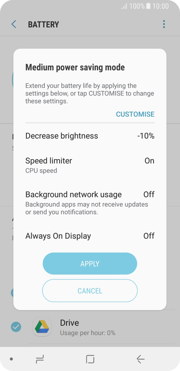 Press APPLY to turn on the function.