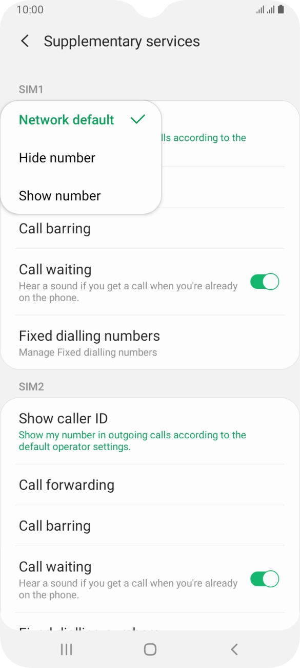 Press Show number to turn on caller identification.