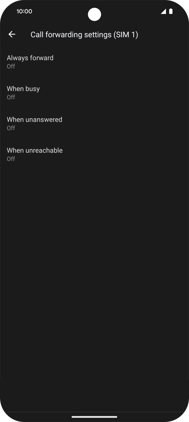 Press the required divert type. Press the required divert type.