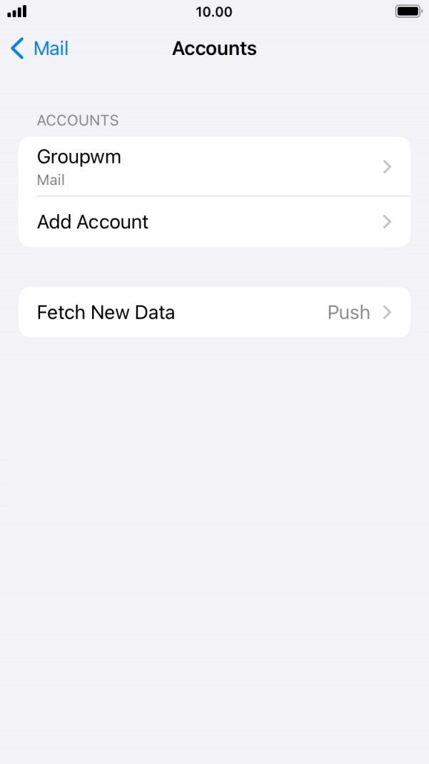 Press the name of the email account you've just set up.