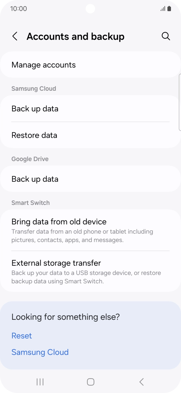 Press Manage accounts. Press Manage accounts.