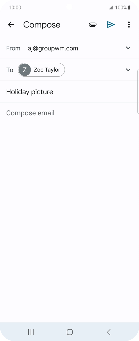 Press the text input field and write the text for your email.
