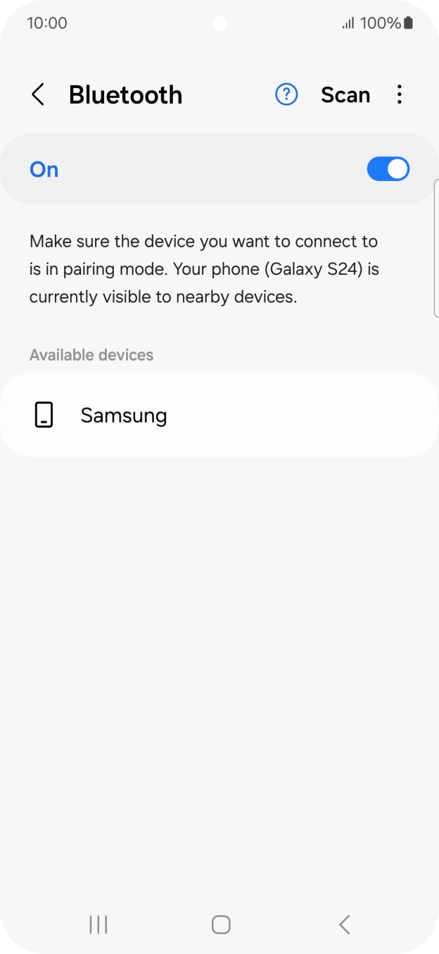 Press the required Bluetooth device and follow the instructions on the screen to pair the device with your phone.