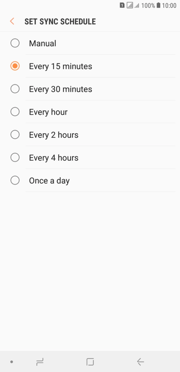Press the required setting.