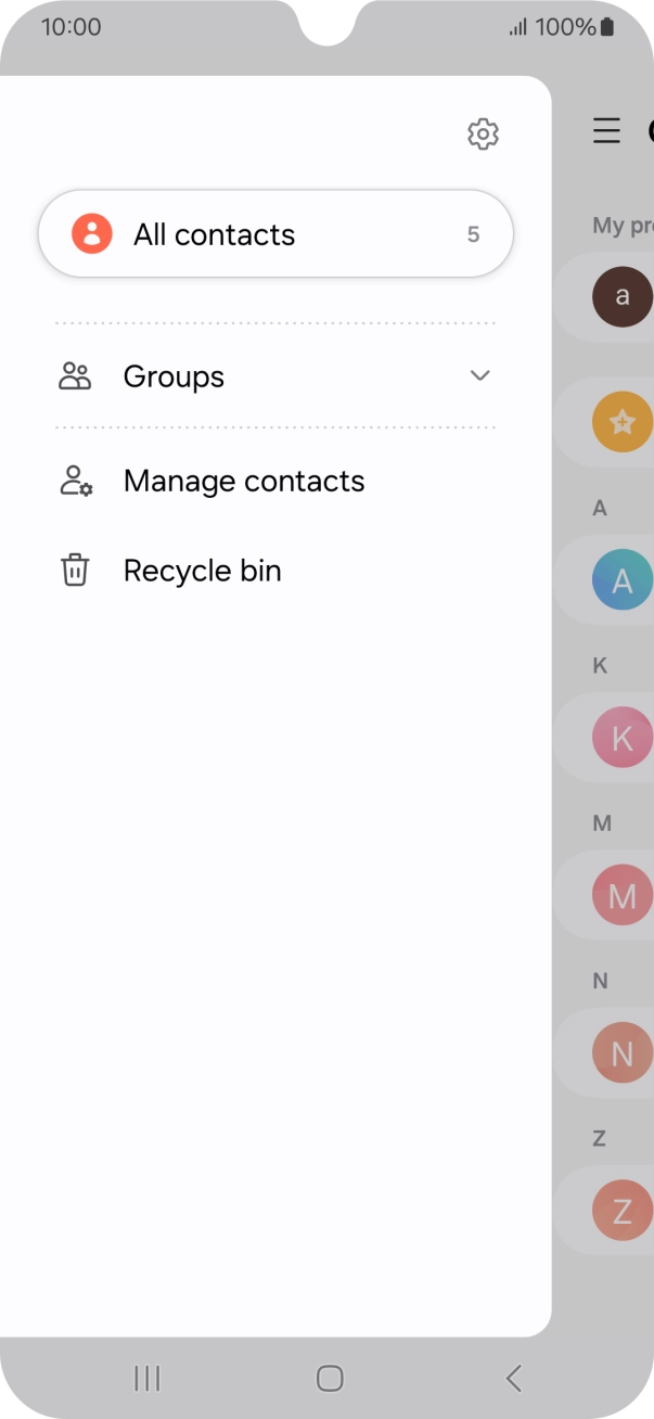 Press Manage contacts. Press Manage contacts.
