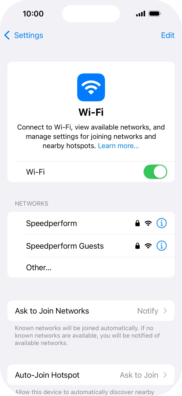 Press the required WiFi network and key in the password for the WiFi network.