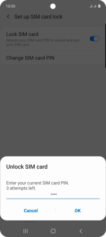 Key in your SIM PIN and press OK. The default SIM PIN is 0000.