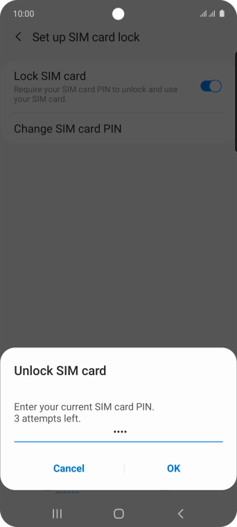 Key in your SIM PIN and press OK. The default SIM PIN is 0000.