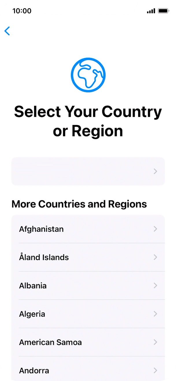 Press the required country or area.