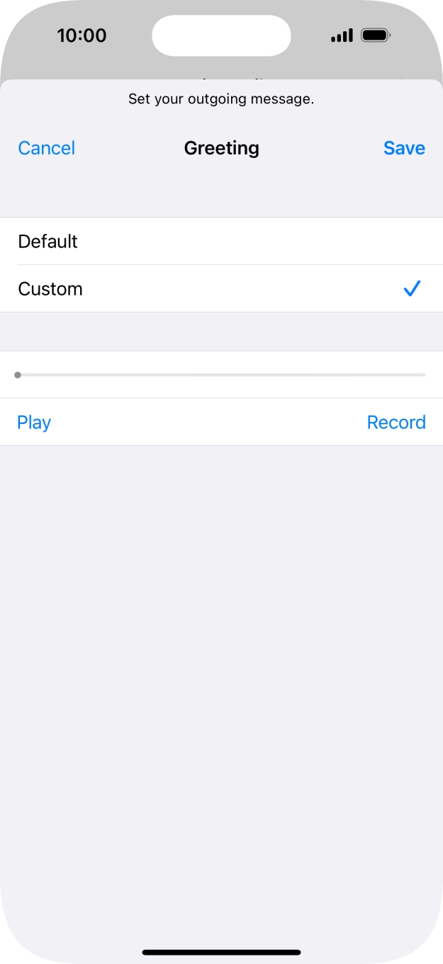 Press Play to play back your greeting.