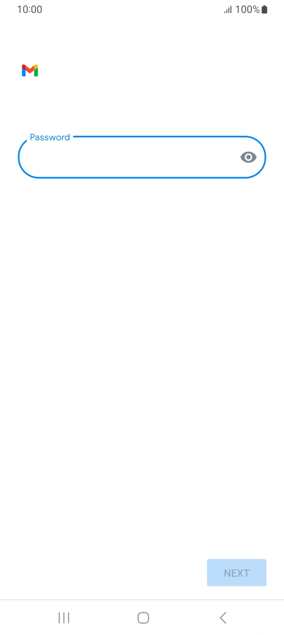 Press the field below 'Password' and key in the password for your email account. Press the field below 'Password' and key in the password for your email account.