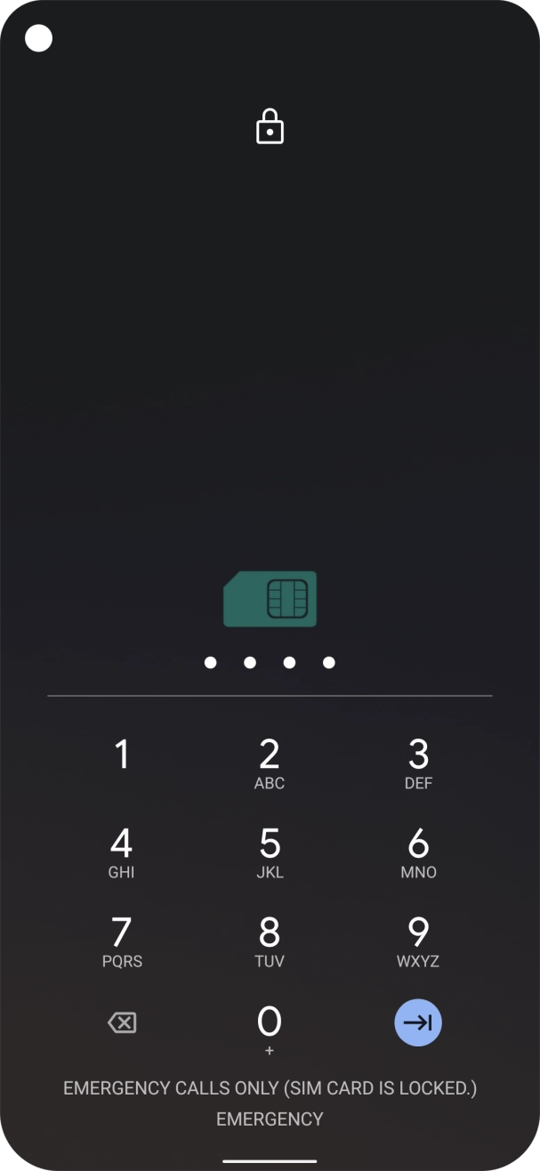 Key in your SIM PIN and press the confirm icon. The default SIM PIN is 0000.