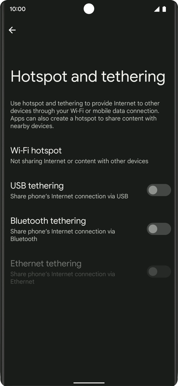 Press Wi-Fi hotspot. Press Wi-Fi hotspot.